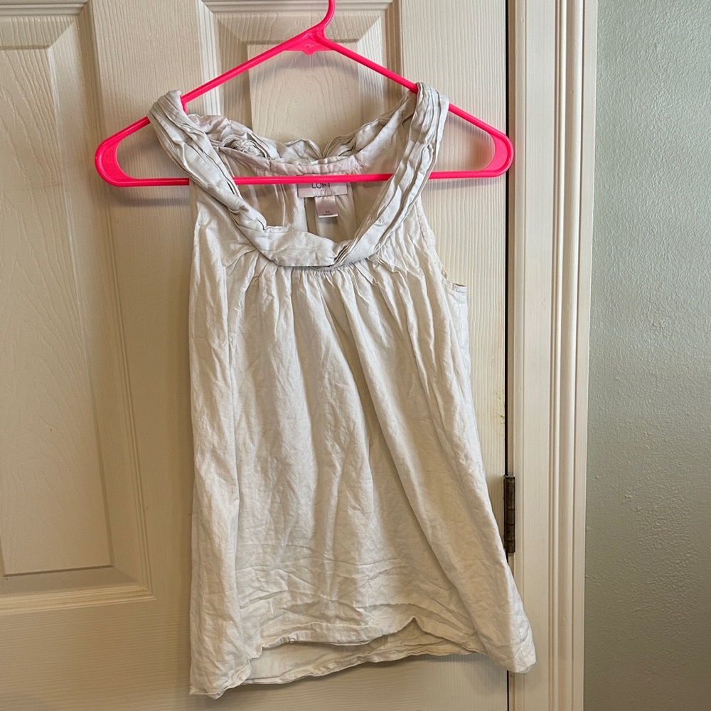 LOFT Cream Sleeveless Blouse